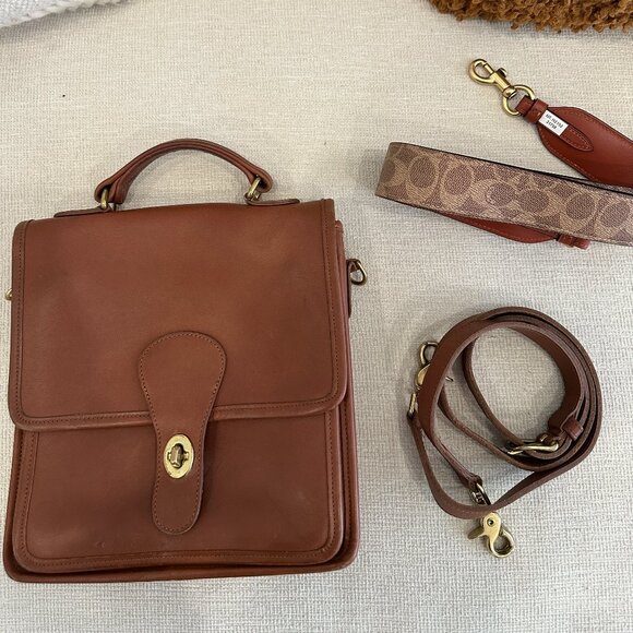 Coach Brown Leather Crossbody Bag with Gold Accents - Picture 1 of 12